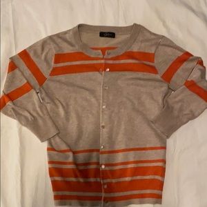Tan and orange stripped button up sweater